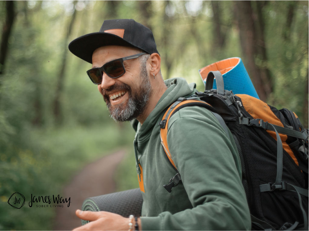 mens sober livng clients hiking group activity