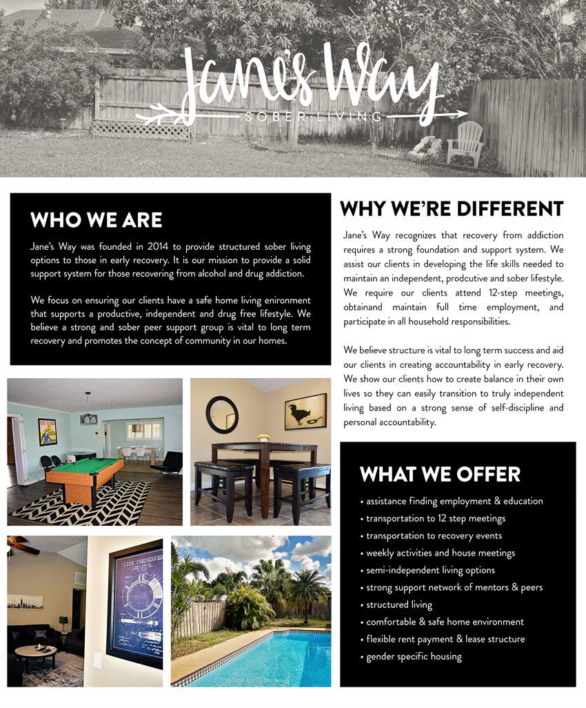 Contact Jane's Way Sober Living New Jersey & Florida Locations